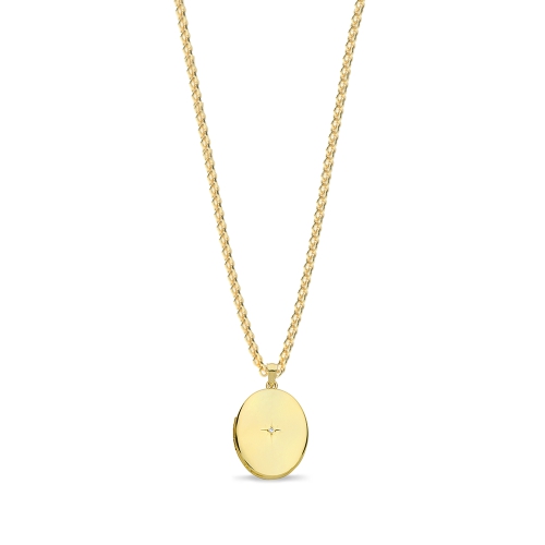 4 Prong Round Yellow Gold Signature amulet Pendant Necklaces