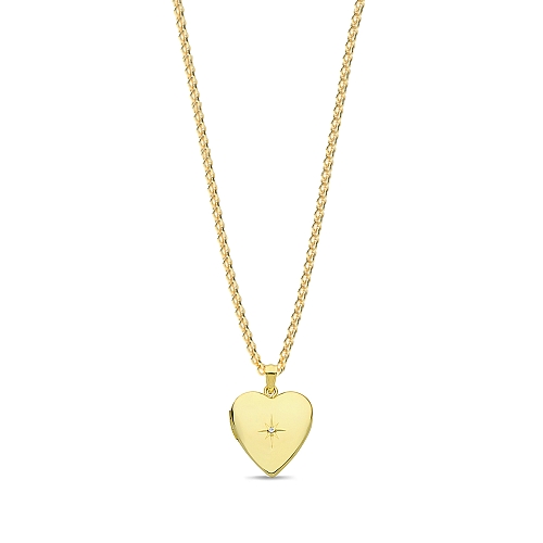 4 Prong Round Yellow Gold Locket Pendant Necklaces