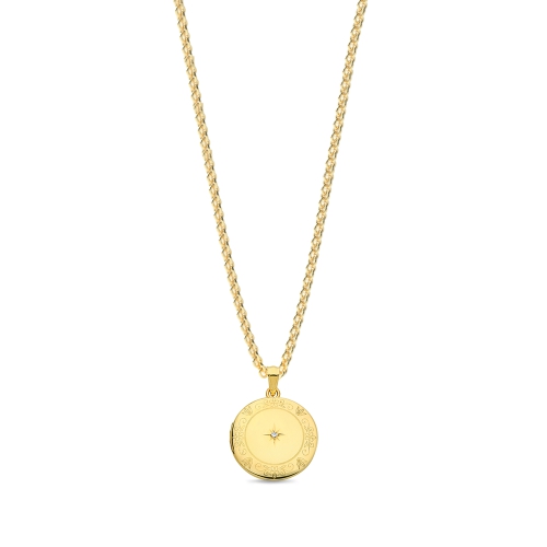 4 Prong Round Yellow Gold St. heritage Pendant Necklaces