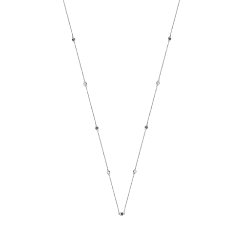 Bezel Setting Round Multistone Blue Sapphire Pendant Necklaces