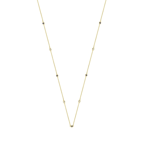 Bezel Setting Round Yellow Gold Multistone Lab Grown Diamond Pendant Necklaces