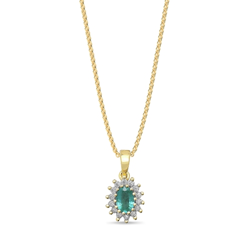 4 Prong Oval Yellow Gold Stud beam Pendant Necklaces