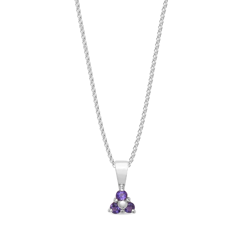 3 Prong Round Flash Amethyst Gemstone Pendant Necklace