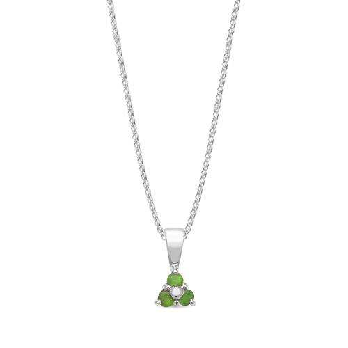 3 Prong Round Flash Emerald Gemstone Pendant Necklace