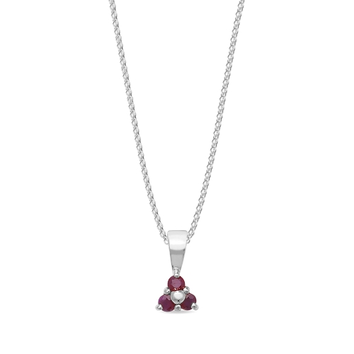 3 Prong Round Flash Ruby Pendant Necklaces