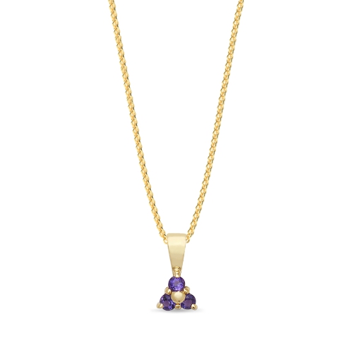 3 Prong Round Yellow Gold Flash Pendant Necklaces