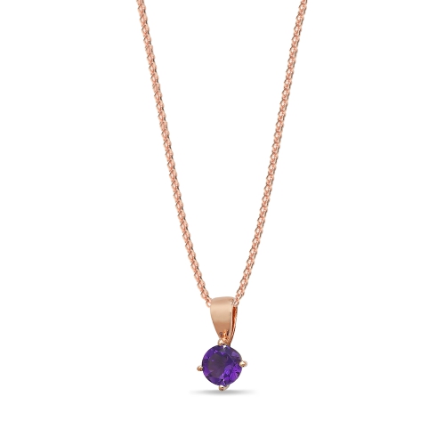 4 Prong Round Rose Gold Bail solid basket set Pendant Necklaces