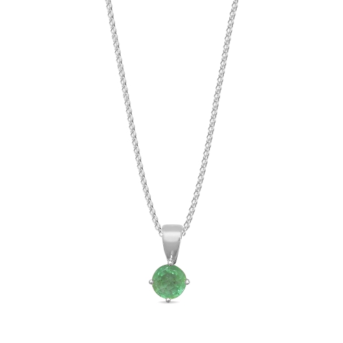 4 Prong Round Emerald Gemstone Pendant Necklace