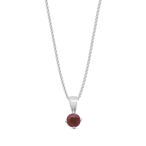 4 Prong Round Bail solid basket set Ruby Pendant Necklaces