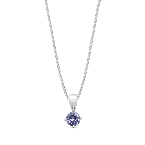 4 Prong Round Bail solid basket set Tanzanite Pendant Necklaces