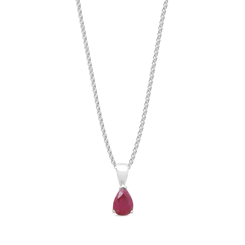 Prong Pear Bail solid basket set Ruby Pendant Necklaces