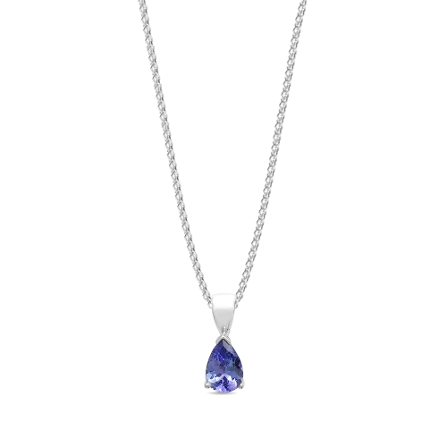 Prong Pear Bail solid basket set Tanzanite Pendant Necklaces