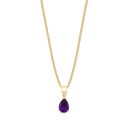 Prong Pear Yellow Gold Bail solid basket set Pendant Necklaces
