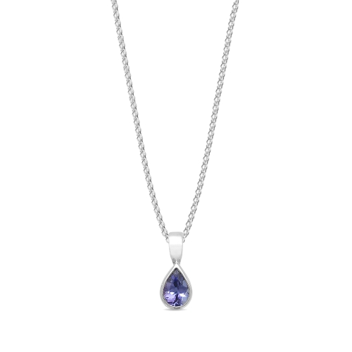 Prong Pear Glint Tanzanite Pendant Necklaces
