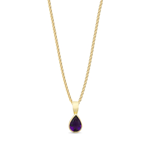 Prong Pear Yellow Gold Glint Pendant Necklaces