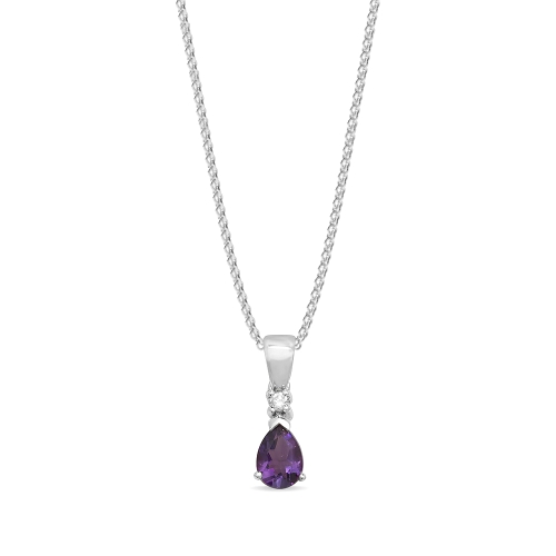 Prong Pear Amethyst Gemstone Pendant Necklace