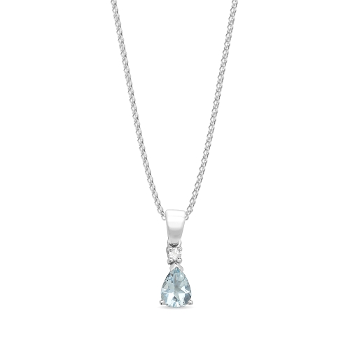 Prong Pear Aquamarine Gemstone Pendant Necklace