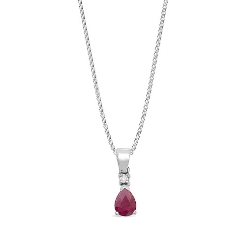Prong Pear Solid bail basket set Ruby Pendant Necklaces