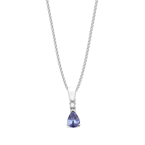 Prong Pear Solid bail basket set Tanzanite Pendant Necklaces