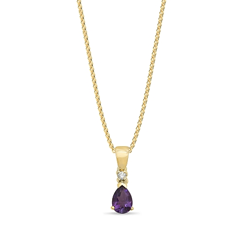 Prong Pear Yellow Gold Solid bail basket set Pendant Necklaces