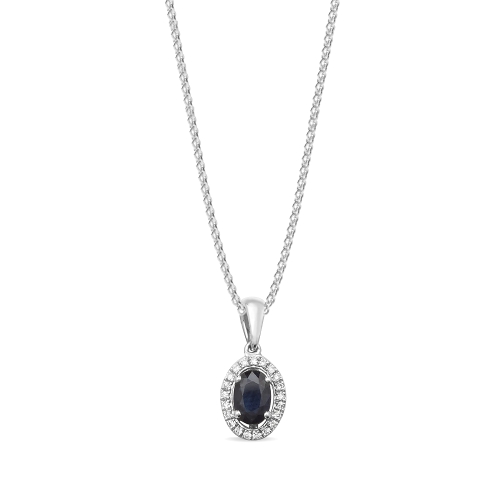 4 Prong Oval Solid bail basket set Blue Sapphire Pendant Necklaces