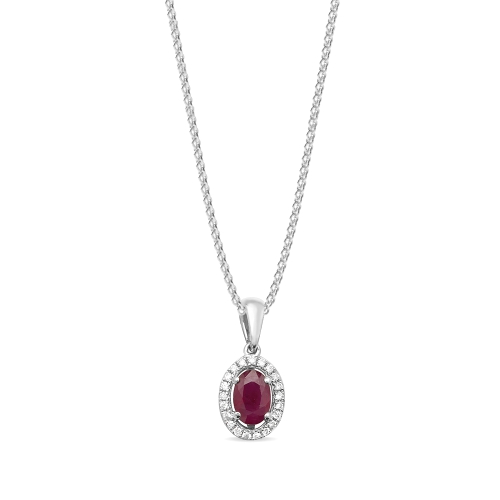 4 Prong Oval Solid bail basket set Ruby Pendant Necklaces