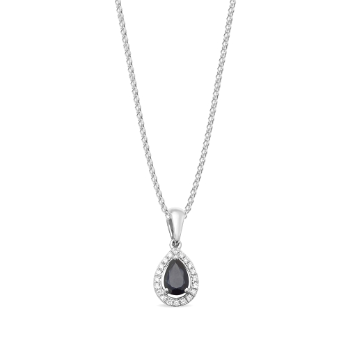 Prong Pear Shimmer Blue Sapphire Pendant Necklaces