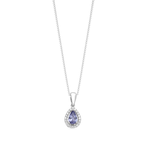 Prong Pear Shimmer Tanzanite Pendant Necklaces