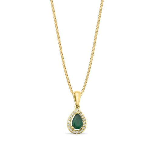 Prong Pear Yellow Gold Shimmer Pendant Necklaces