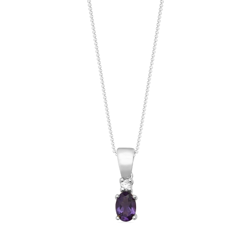 4 Prong Oval Radiance Amethyst Gemstone Pendant Necklace