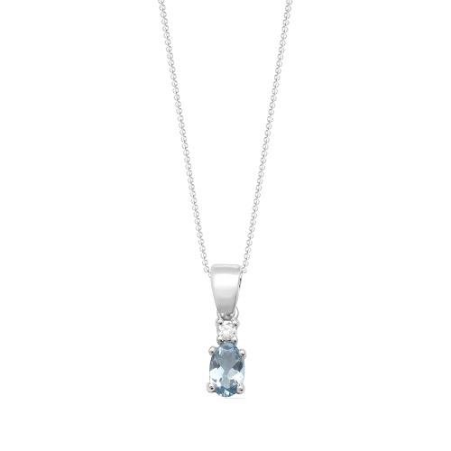 4 Prong Oval Radiance Aquamarine Gemstone Pendant Necklace