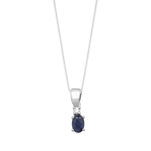 4 Prong Oval Radiance Blue Sapphire Pendant Necklaces