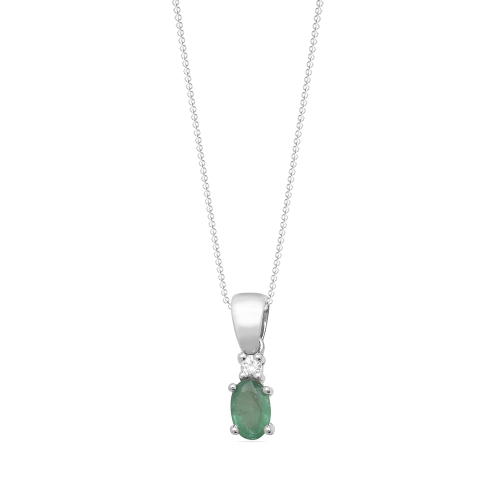 4 Prong Oval Radiance Emerald Gemstone Pendant Necklace