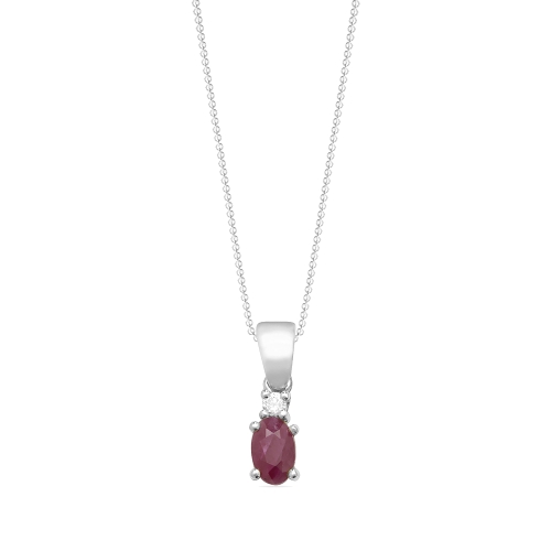 4 Prong Oval Radiance Ruby Pendant Necklaces