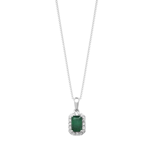 4 Prong Emerald Gemstone Pendant Necklace