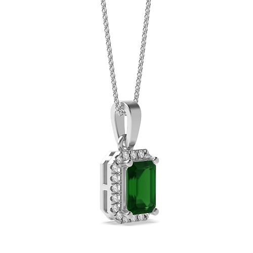 4 Prong Solid bail basket set Emerald Pendant Necklaces