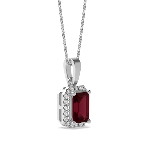 4 Prong Emerald Solid bail basket set Ruby Pendant Necklaces