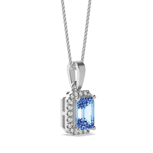 4 Prong Emerald Solid bail basket set Tanzanite Pendant Necklaces