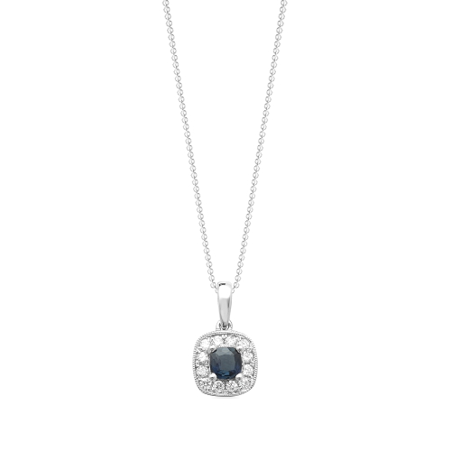4 Prong Cushion Solid bail basket set Blue Sapphire Pendant Necklaces
