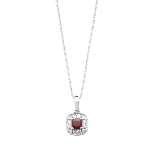4 Prong Cushion Solid bail basket set Ruby Pendant Necklaces