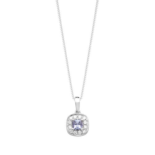 4 Prong Cushion Solid bail basket set Tanzanite Pendant Necklaces