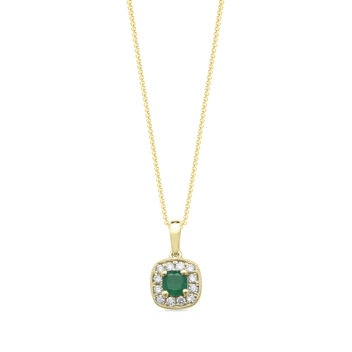 4 Prong Cushion Yellow Gold Solid bail basket set Pendant Necklaces
