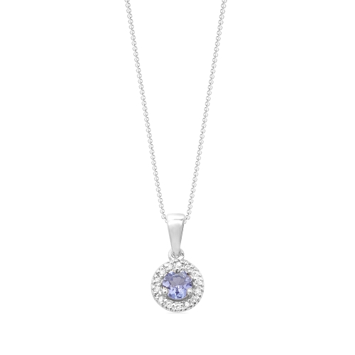 3 Prong Round Platinum Tanzanite Gemstone Pendant Necklaces