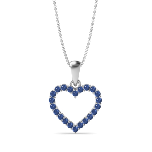 4 Prong Round Blue Sapphire Gemstone Pendant Necklace