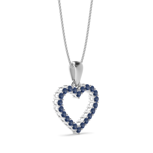 4 Prong Round Blue Sapphire Gemstone Pendant Necklace