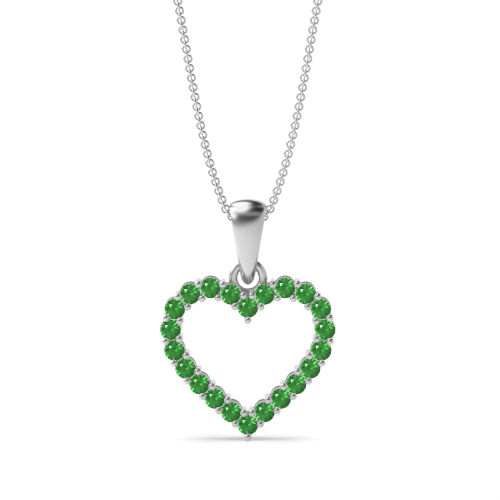 4 Prong Round Emerald Gemstone Pendant Necklace