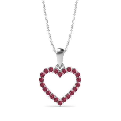 4 Prong Round Ruby Gemstone Pendant Necklace