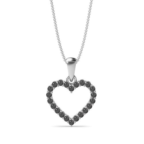 4 Prong Round Solid bail basket set Black Diamond Pendant Necklaces