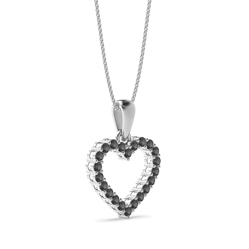 4 Prong Round Solid bail basket set Black Diamond Pendant Necklaces