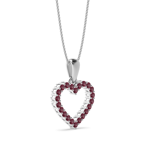 4 Prong Round Solid bail basket set Ruby Pendant Necklaces